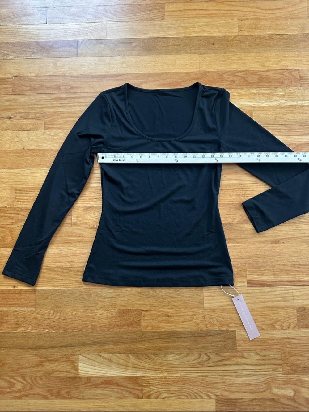 NWT/ black long sleeve soft scoop neck tee. Size- Small